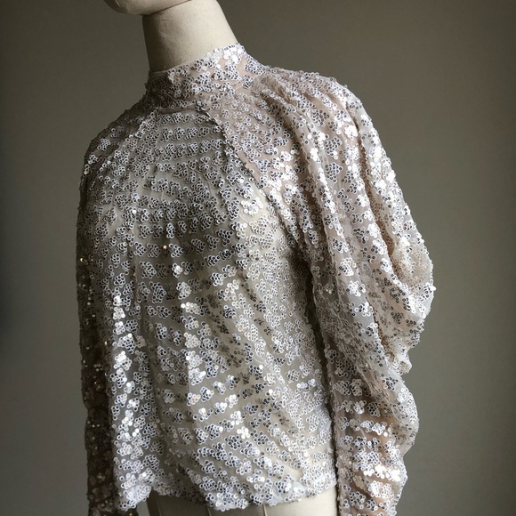 NWT Zara Vintage Inspired Sequin Top Blouse - Picture 8 of 9
